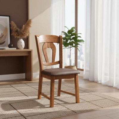 Set of 10 solid wood dining room chairs with leather upholstery for dining or restaurant use