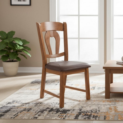 Set of 20 Solid Wood Dining Chairs Upholstered in Leather for Restaurant or Dining Room