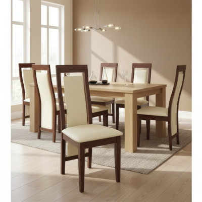 Dining Room Chair 10x Chair Set Armchair Upholstered Solid Wood Gastro Chairs Leather New