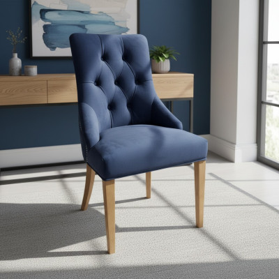 Set of 2 Armchairs Solid Wood Dining Chair Fabric Upholstered Chairs Gastro Dining Room