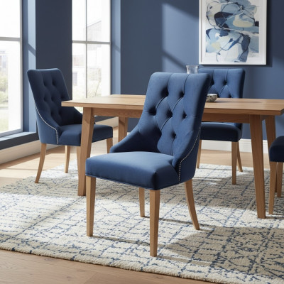 Chesterfield Set 6x Armchair Dining Chair Fabric Upholstered Chair Gastro Dining Room