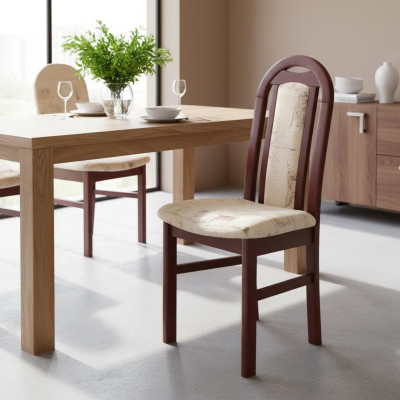 Dining Chair Set of 4 Upholstered Armchairs Solid Wood Fabric Chairs for Dining Room