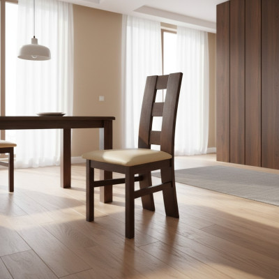 Set of 4x dining room leather chairs, armchairs, solid wood upholstered chairs.