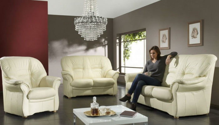 Classic living room set 3+1 100% full leather couch seating cushions