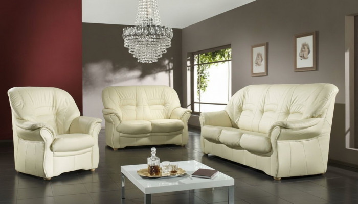 Classic living room set 3+1 100% full leather couch seating cushions