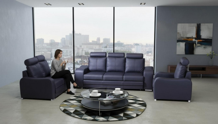 Design Sofa 3-Seater Relax Sofas Upholstery Modern Three-Seater Couch 100% Full Leather