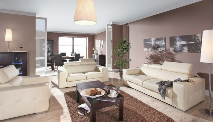 Genuine Leather Sofa Couch Sofa Set 3+2 Seating Modern Design Upholstered Set