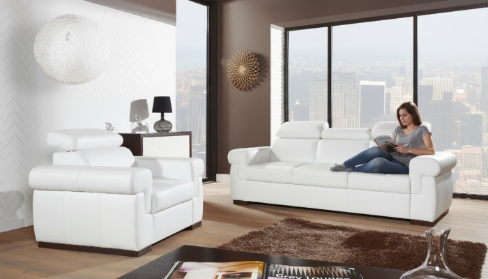 Sofa 2-seater design sofas upholstered modern seating fabric leather two-seater new