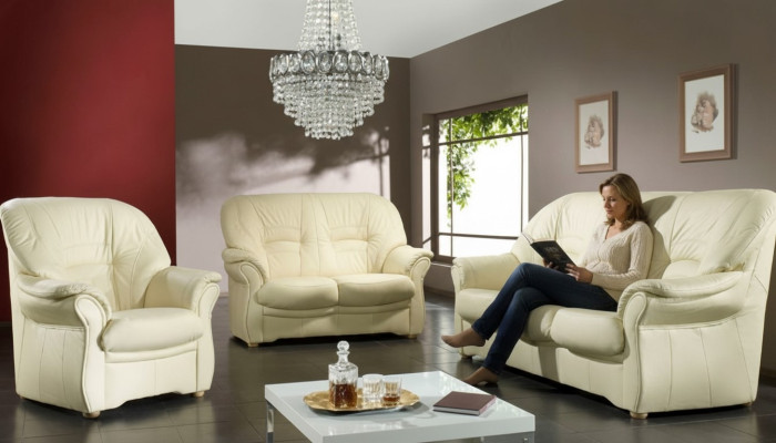 Classic living room set 3+2+1 100% full leather couch seat upholstery