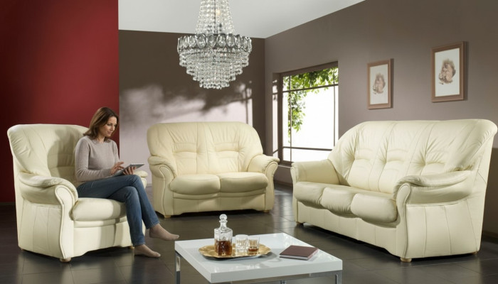 Classic Living Room Set 3+1+1 100% Full Leather Couch Seat Decor Sofa