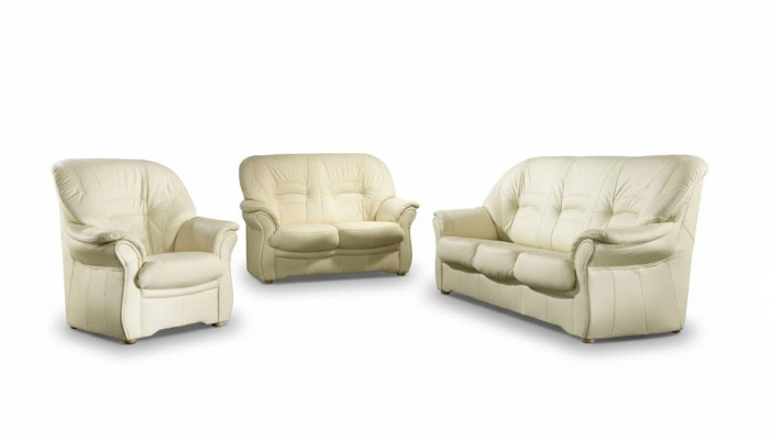 Classic sofa genuine leather living room suite 3+1 seat couch upholstery set