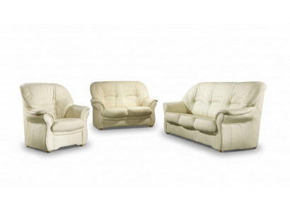 Classic sofa genuine leather living room suite 3+1 seat couch upholstery set