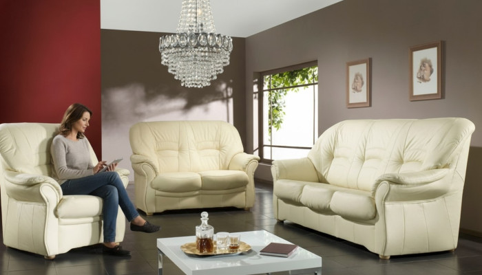 Genuine Leather Sofa Set 3+2 Seats Modern Design Upholstery Suite Set