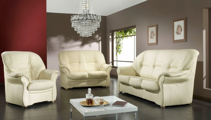 Genuine Leather Sofa Set 3+2 Seats Modern Design Upholstery Suite Set