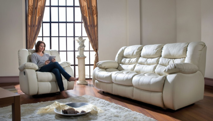 Leather Functional Sofa Three-Seater Couch 3-Seater Upholstered Sofa Sofas Couches