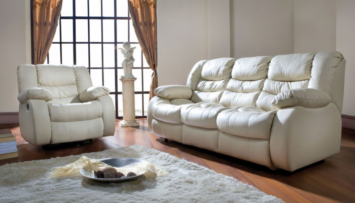 Leather Functional Sofa Three-Seater Couch 3-Seater Upholstered Sofa Sofas Couches