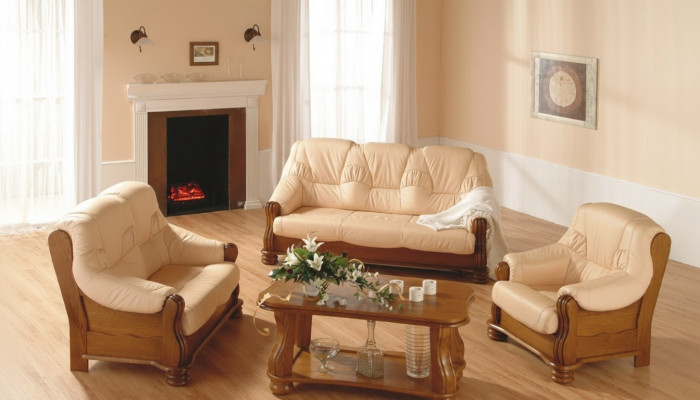 Classic sofa set wood leather 3+2+1 complete set seat cushion sofa set