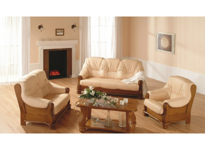Classic sofa set wood leather 3+2+1 complete set seat cushion sofa set