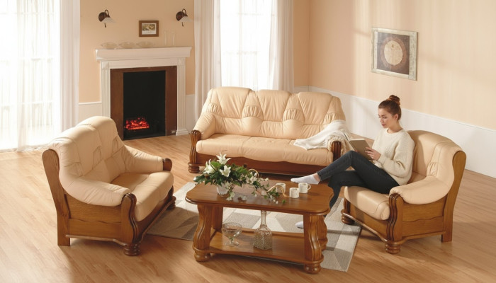 Leather sofa set men's club sofa couch upholstered seat 3+1+1 complete