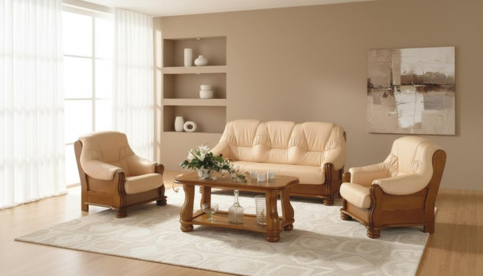 Leather sofa set men's club sofa couch upholstered seat 3+1+1 complete