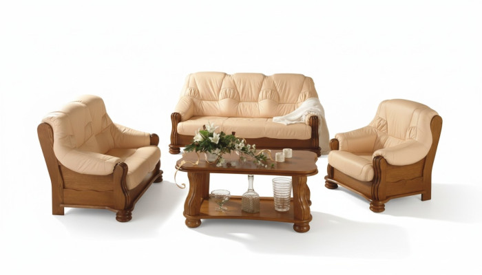 Leather sofa set men's club sofa couch upholstered seat 3+1+1 complete