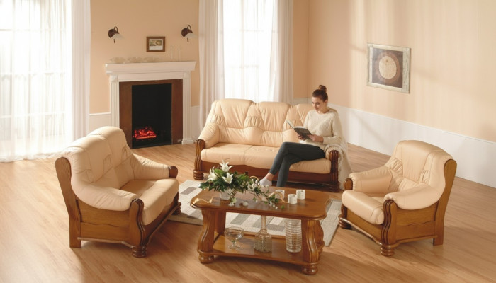 Classic Sofa Set Wood 3+1 Complete Set Seat Cushion Sofa Set