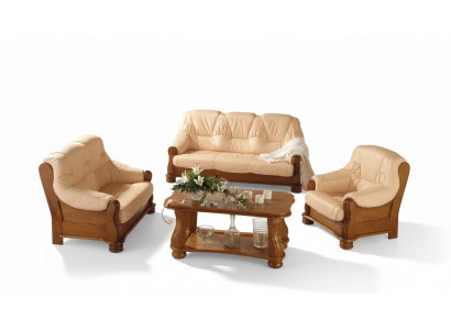 Classic Sofa Set Wood 3+1 Complete Set Seat Cushion Sofa Set