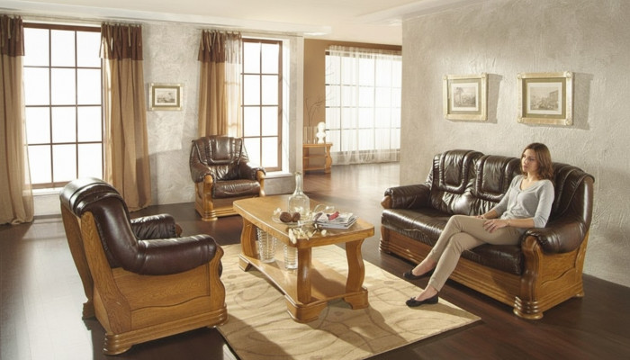 Leather Sofa Men's Club Sofa Couch Upholstery Seat Sofa Suite 3+1+1 Complete Set