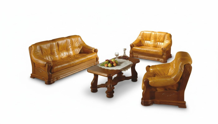 Living room leather wood furniture set 3+2+1 sofa couch upholstery seat