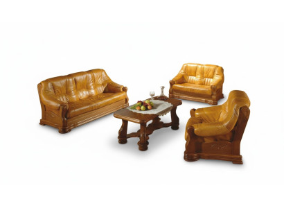 Living room leather wood furniture set 3+2+1 sofa couch upholstery seat