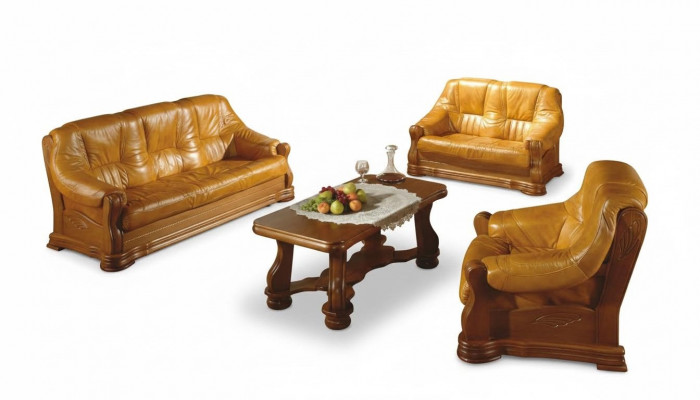 Classic Sofa Set Wood 3+2 Complete Set Seat Upholstery Sofa Set