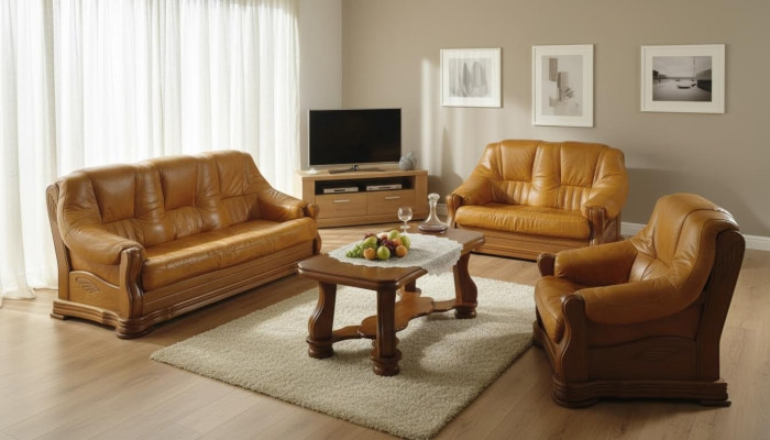 Three-seater couch, classic leather sofa couch, upholstered sofa, 3-seater leather.