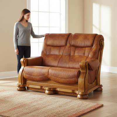 Two-seater couch classic leather sofa upholstered couch sofa 2-seater leather