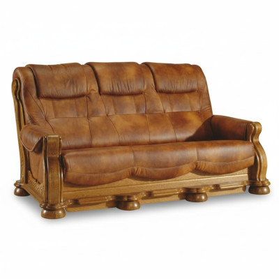 Classic leather couch sofa set complete set 3+2+2 wood frame upholstered couches