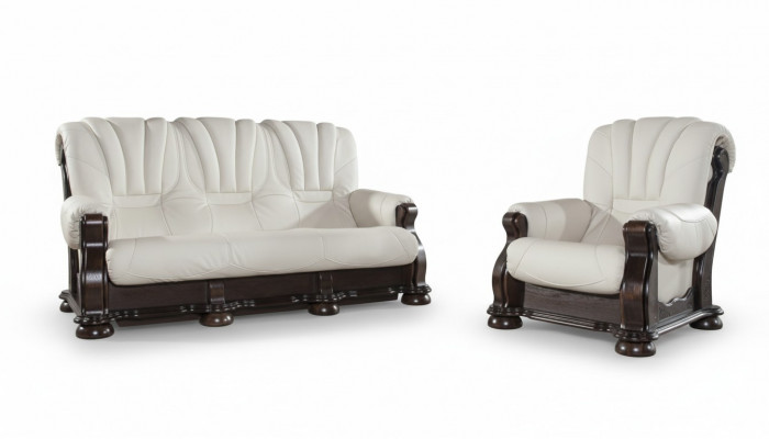 Luxury class leather sofa set with real wood frame, set 3+2+1
