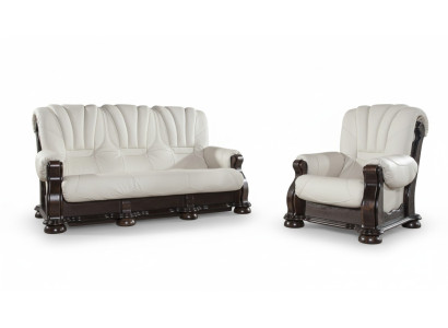 Luxury class leather sofa set with real wood frame, set 3+2+1