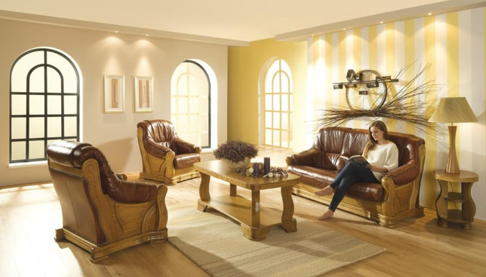 Sofa three-seater classic couch upholstery 3-seater 100% leather couches
