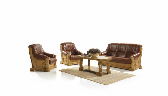 Sofa three-seater classic couch upholstery 3-seater 100% leather couches