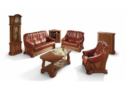 Living room sofa set couch cushion seat sofa leather wood 3+2+1 set