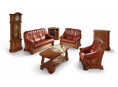 Antique Style Leather Sofa Couch Sofa Set 3+1+1 Seater Leather Italian Upholstery