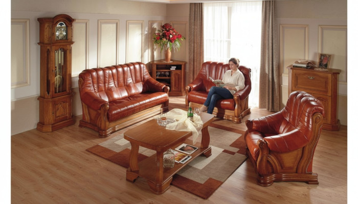Complete leather sofa set luxury leather couches living room sofas 3+2