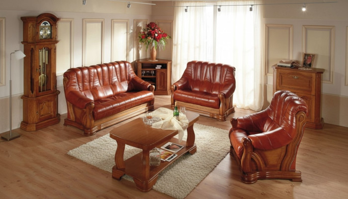 Complete leather sofa set luxury leather couches living room sofas 3+2