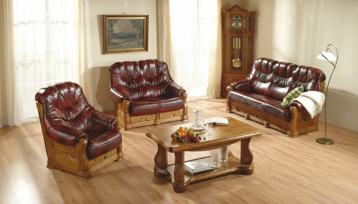 Classic three-seater couch couch upholstered sofa 3-seater leather decor couches