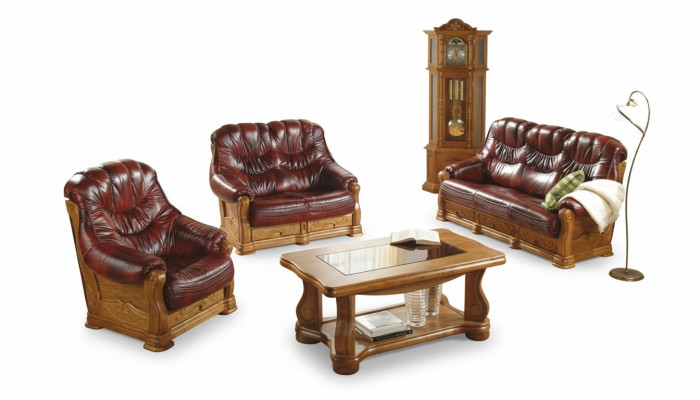 Classic three-seater couch couch upholstered sofa 3-seater leather decor couches