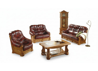 Classic three-seater couch couch upholstered sofa 3-seater leather decor couches