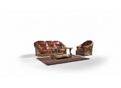Classic sofa set couch upholstery seat furniture sofa leather wood 3+2+2 set