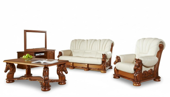 Classic sofa set couch upholstery seating suite sofa leather wood 3+2+1 set