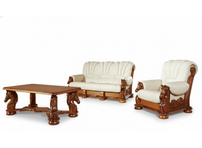 Antique Style Leather Sofa Couch Sofa Set Upholstery 3+1 Seater Italian Leather