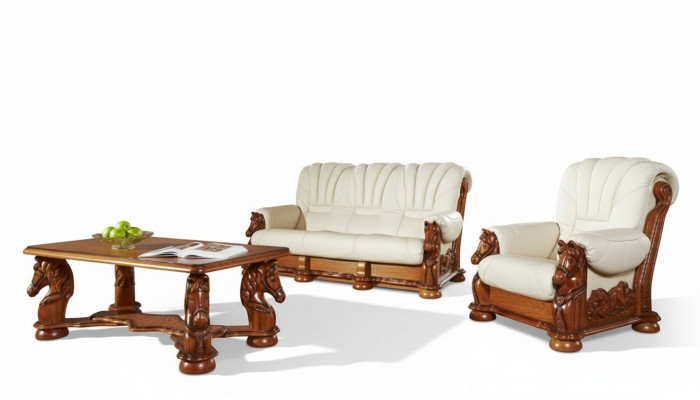 Living room sofa set couch upholstery seating sofa leather wood 3+2 set