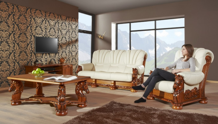 Classic two-seater couch sofas, upholstered two-seater leather decorative couches